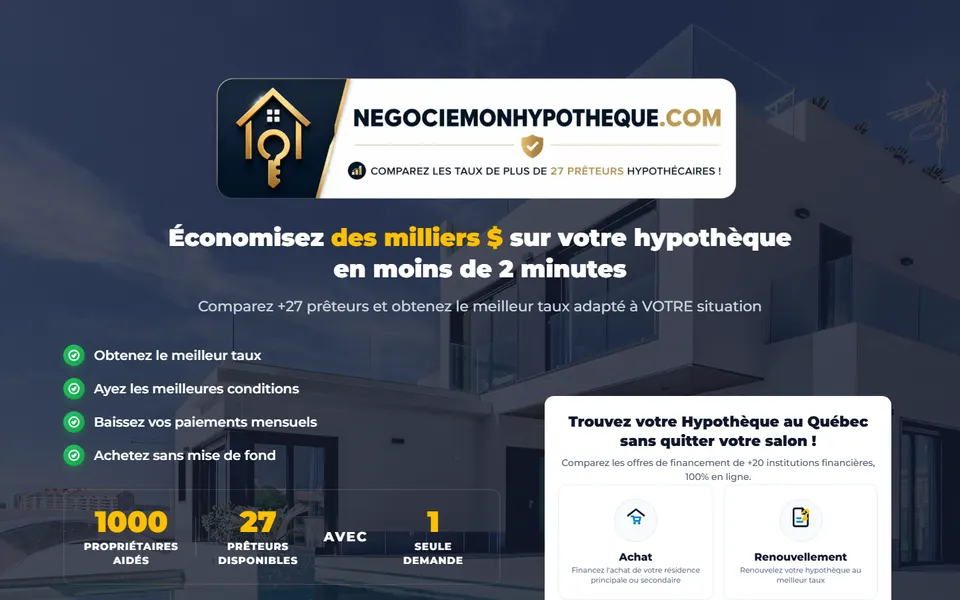 Capture du site Négocie Mon Hypothèque