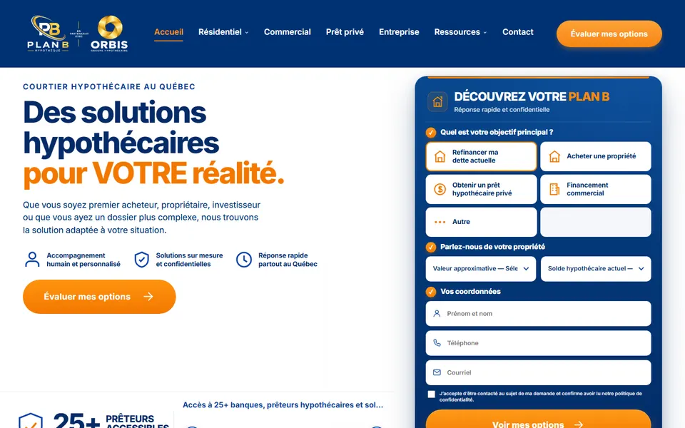 Capture du site Plan B Hypothèque